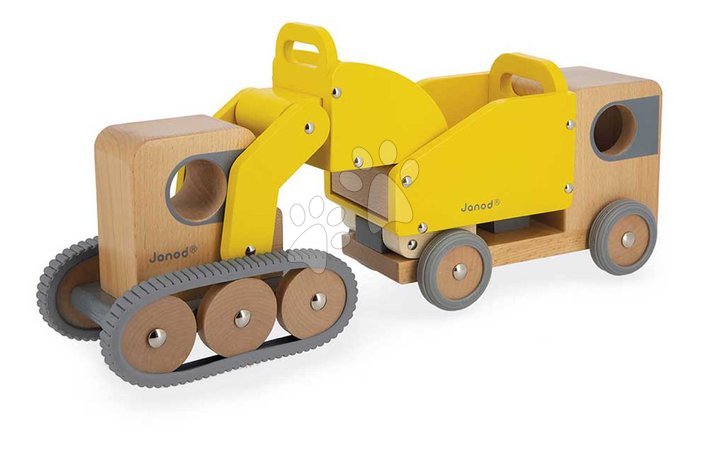 Wooden toy cars - Wooden toy trucks Dump Truck and Bulldozer Bolid Janod - 6