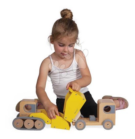 Wooden toy cars - Wooden toy trucks Dump Truck and Bulldozer Bolid Janod - 8