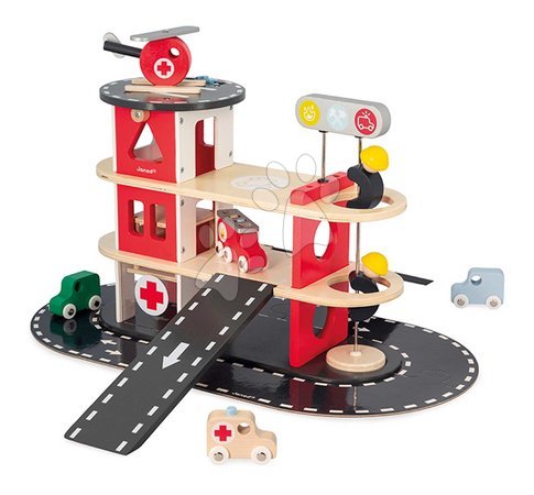 Wooden toys - Wooden fire station Fire Station Bolid Janod