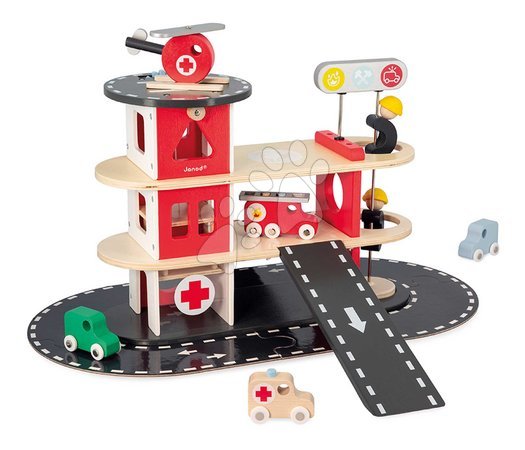 Wooden toys - Wooden fire station Fire Station Bolid Janod_1