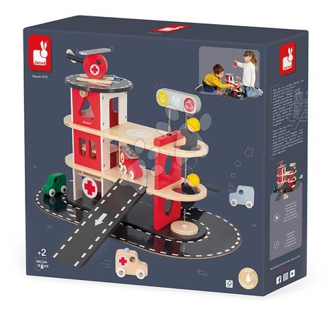 Wooden toy cars - Wooden fire station Fire Station Bolid Janod - 11