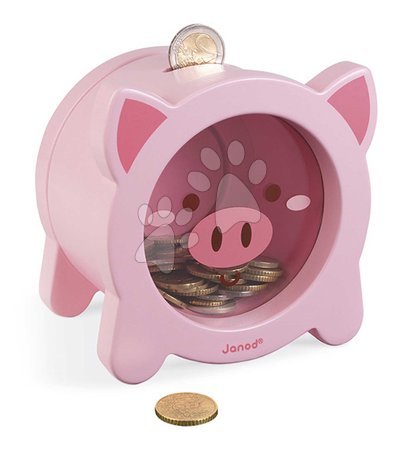 Dřevěné naučné hry - Drevená pokladnička Prasiatko Piggy Moneybox Janod - 4