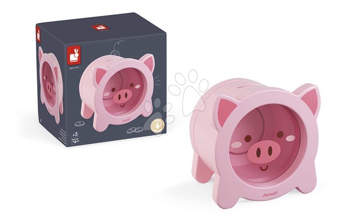 Dřevěné naučné hry - Drevená pokladnička Prasiatko Piggy Moneybox Janod - 6