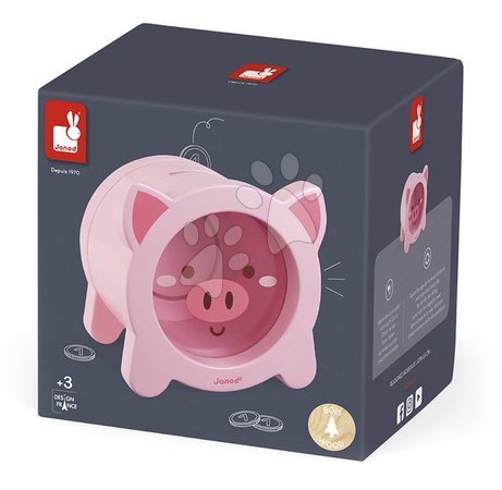 Dřevěné naučné hry - Drevená pokladnička Prasiatko Piggy Moneybox Janod - 7