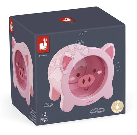 Dřevěné naučné hry - Drevená pokladnička Prasiatko Piggy Moneybox Janod - 8