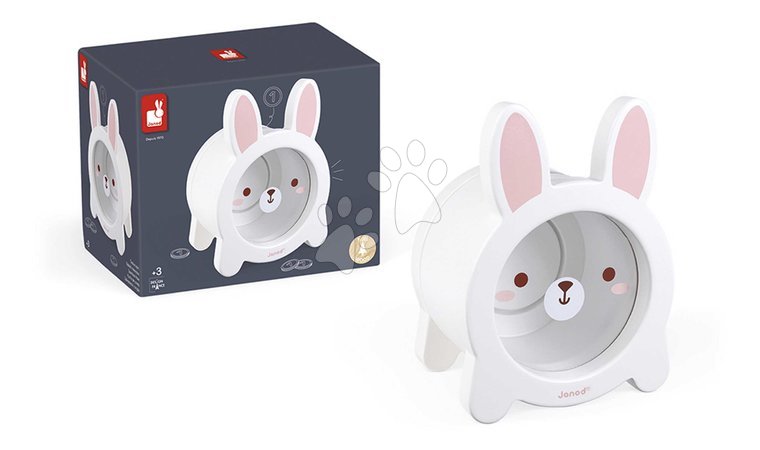 Drewniane gry edukacyjne  - Drevená pokladnička Zajačik Rabbit Moneybox Janod - 6