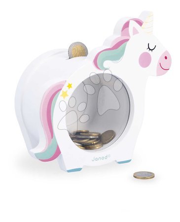 Dřevěné naučné hry - Drevená pokladnička Jednorožec Unicorn Moneybox Janod - 2