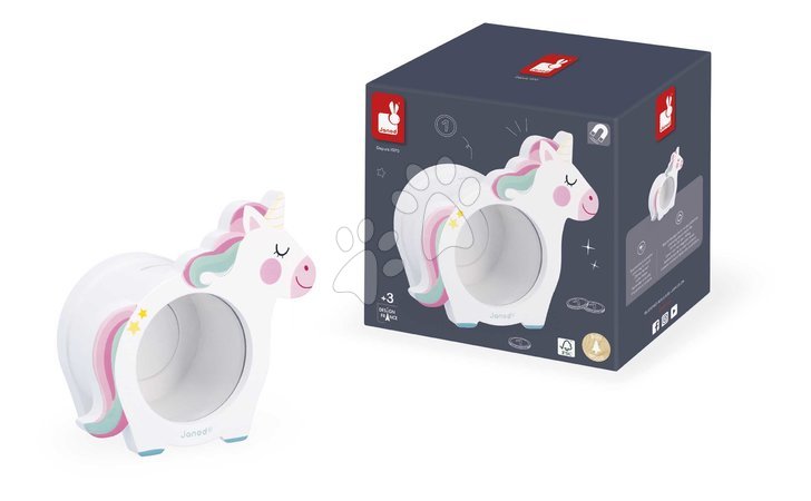 Dřevěné naučné hry - Drevená pokladnička Jednorožec Unicorn Moneybox Janod - 7