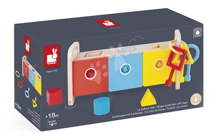  Készségfejlesztő fajátékok - Fa formaillesztő jjáték Montessori Shape Sorter Box Essentiel Janod - 10