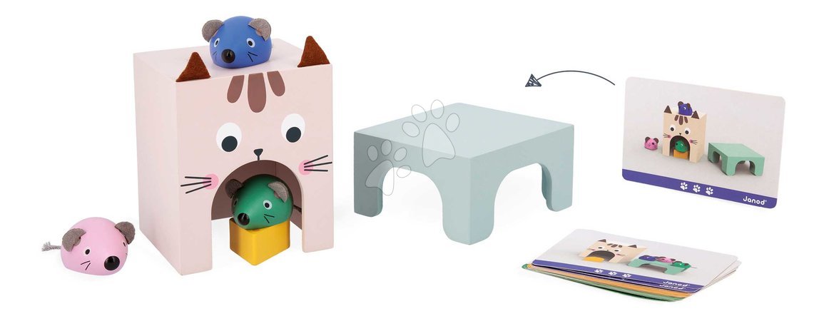 Wooden educational games - Vzdelávacia hra orientácia v priestore Mačka a Myš Cat and Mouse Finding Your Bearings in Space Janod - 3