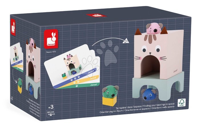 Wooden educational games - Vzdelávacia hra orientácia v priestore Mačka a Myš Cat and Mouse Finding Your Bearings in Space Janod - 9