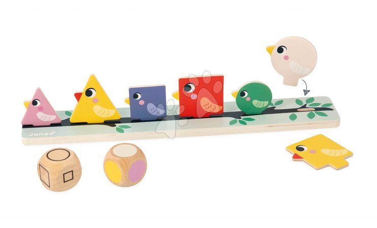 Wooden toys | Page 2 - Vzdelávacia hra triedenie Vtáčiky Birds Sorting Shapes Sizes nad Colours Janod