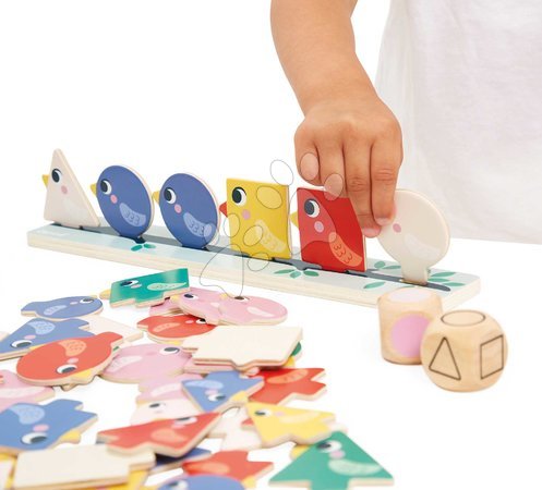 Wooden educational games - Vzdelávacia hra triedenie Vtáčiky Birds Sorting Shapes Sizes nad Colours Janod - 5