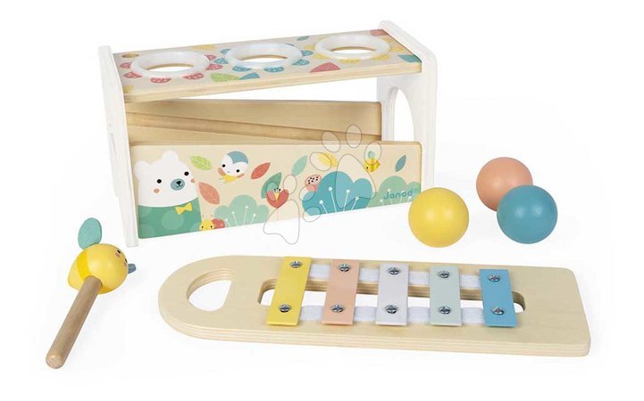 Juguetes educativos de madera - Drevená zatĺkačka Tap Tap Xylophone Pure Janod - 3