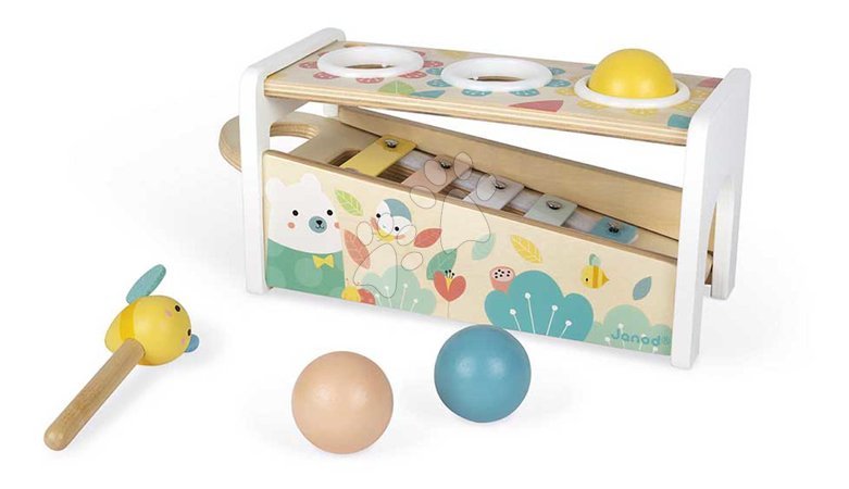 Juguetes educativos de madera - Drevená zatĺkačka Tap Tap Xylophone Pure Janod - 4