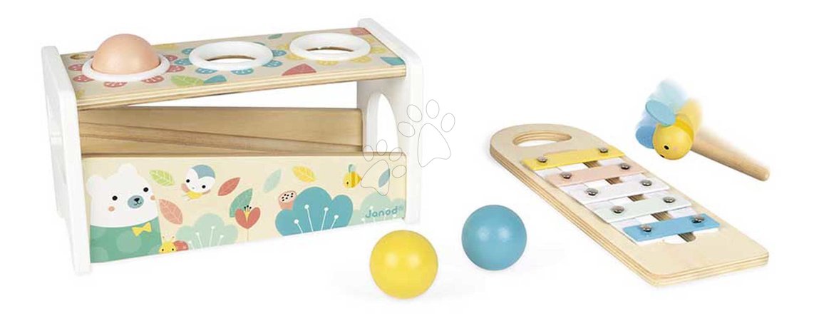 Wooden developmental toys - Drevená zatĺkačka Tap Tap Xylophone Pure Janod - 5