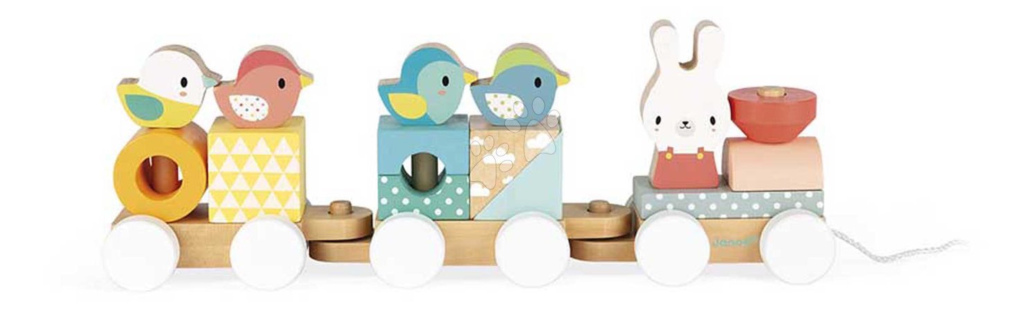 Wooden pull-along toys - Drevený vláčik na ťahanie Train Pure Janod - 1