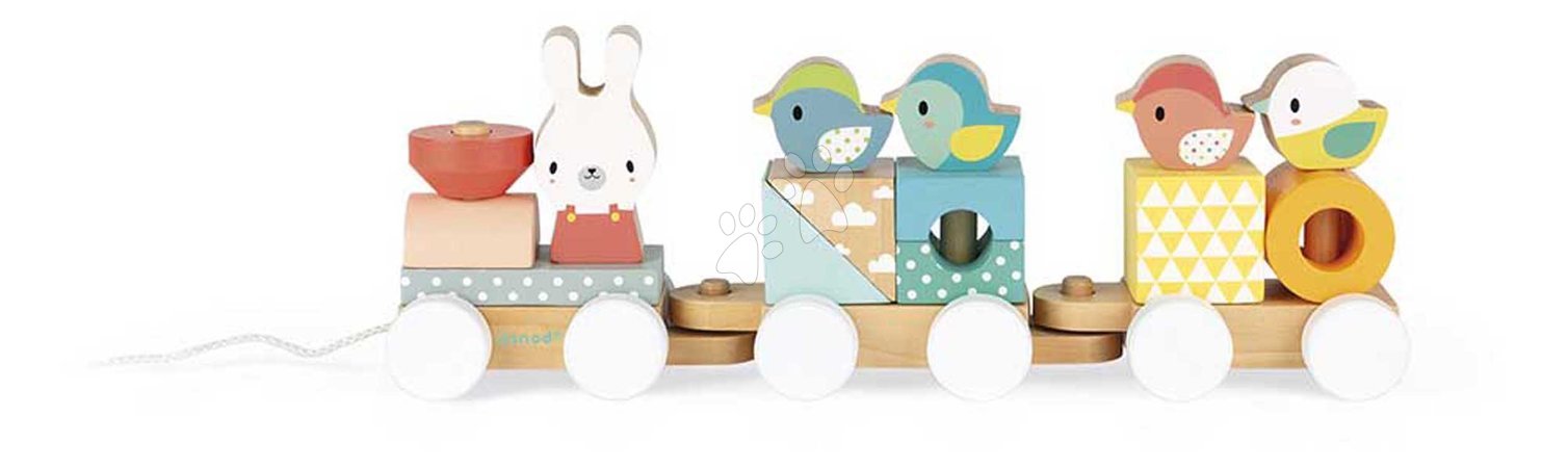 Wooden pull-along toys - Drevený vláčik na ťahanie Train Pure Janod - 3