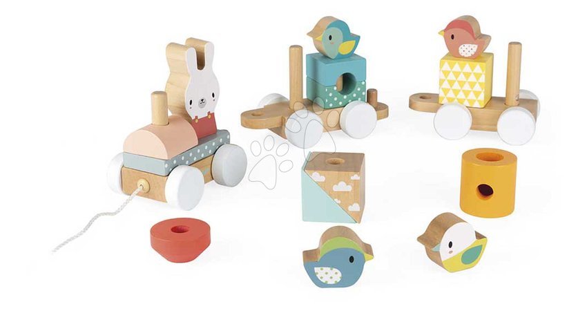 Wooden pull-along toys - Drevený vláčik na ťahanie Train Pure Janod - 6