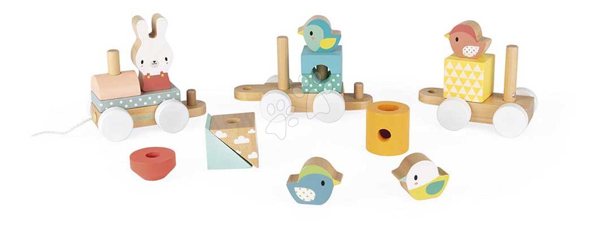 Wooden pull-along toys - Drevený vláčik na ťahanie Train Pure Janod - 7