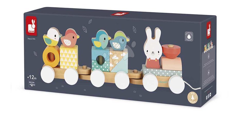 Wooden pull-along toys - Drevený vláčik na ťahanie Train Pure Janod - 9