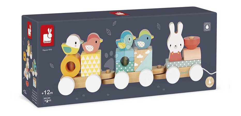 Wooden pull-along toys - Drevený vláčik na ťahanie Train Pure Janod - 10