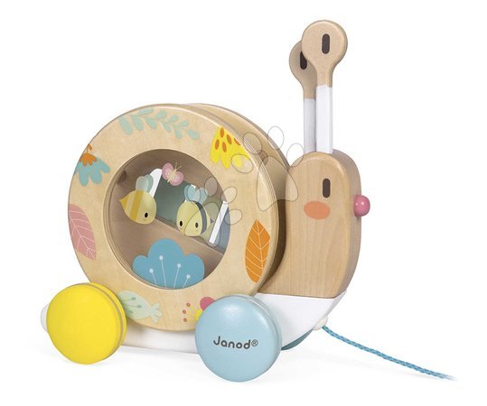 Jouets en bois à tirer - Drevený slimák na ťahanie Pull-Along Snail Pure Janod - 2