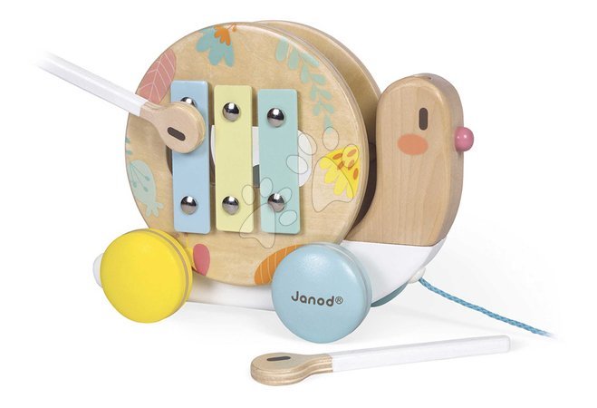 Jouets en bois à tirer - Drevený slimák na ťahanie Pull-Along Snail Pure Janod - 7