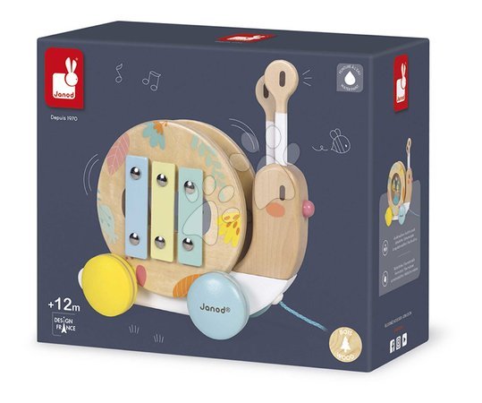 Ziehspielzeug aus Holz - Drevený slimák na ťahanie Pull-Along Snail Pure Janod - 9