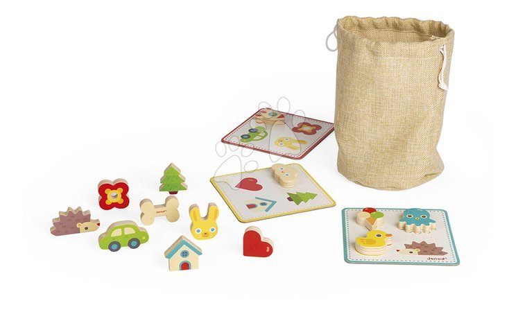 Jouets didactiques en bois - Senzorické pexeso Memo Touch Recognition Game Janod - 1