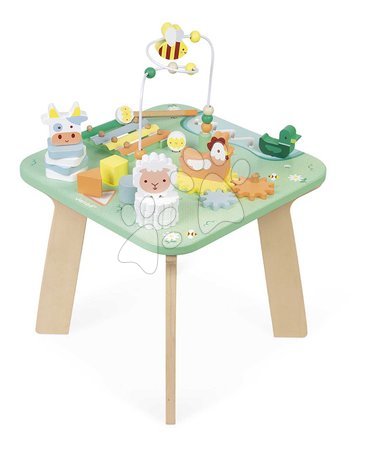 Wooden developmental toys - Drevený didaktický stolík Lúka s aktivitami Meadow Activity Table Janod - 3