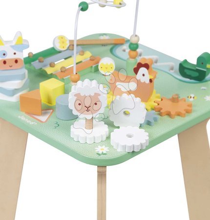 Wooden developmental toys - Drevený didaktický stolík Lúka s aktivitami Meadow Activity Table Janod - 4