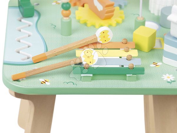 Wooden developmental toys - Drevený didaktický stolík Lúka s aktivitami Meadow Activity Table Janod - 5