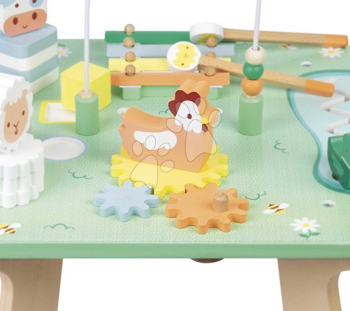 Wooden developmental toys - Drevený didaktický stolík Lúka s aktivitami Meadow Activity Table Janod - 6