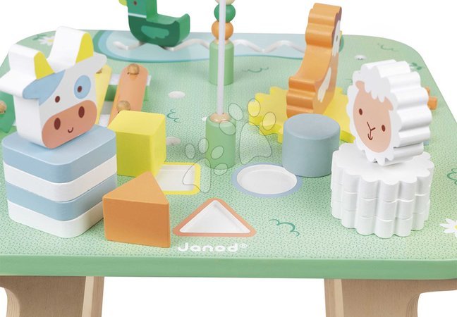 Wooden developmental toys - Drevený didaktický stolík Lúka s aktivitami Meadow Activity Table Janod - 9