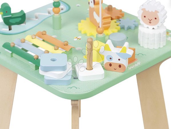 Wooden developmental toys - Drevený didaktický stolík Lúka s aktivitami Meadow Activity Table Janod - 10