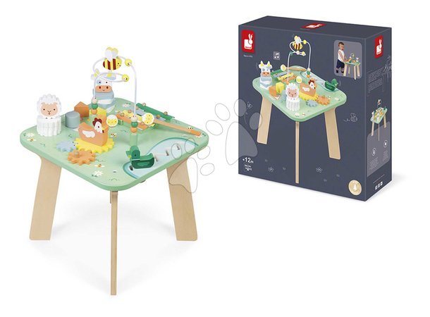 Lesene didaktične igrače - Drevený didaktický stolík Lúka s aktivitami Meadow Activity Table Janod - 12