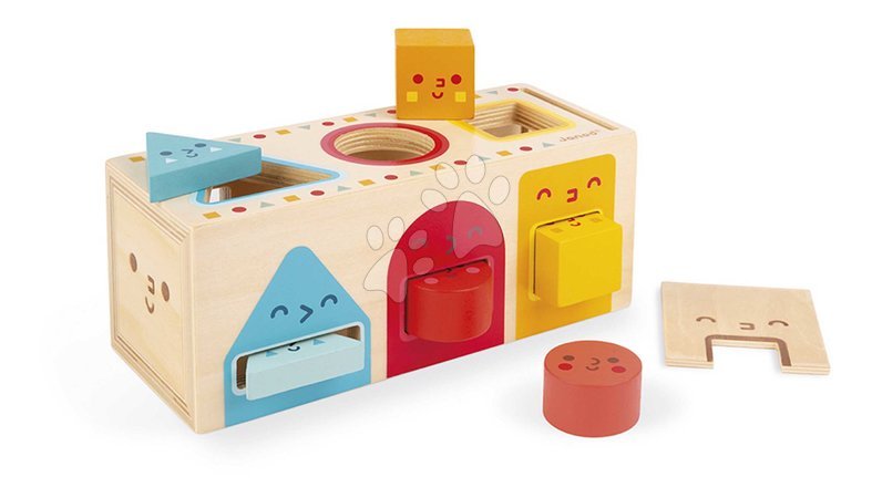 Dřevěné didaktické hračky - Drevená vkladačka Montessori Tvary Geometric Shapes Box Janod - 3