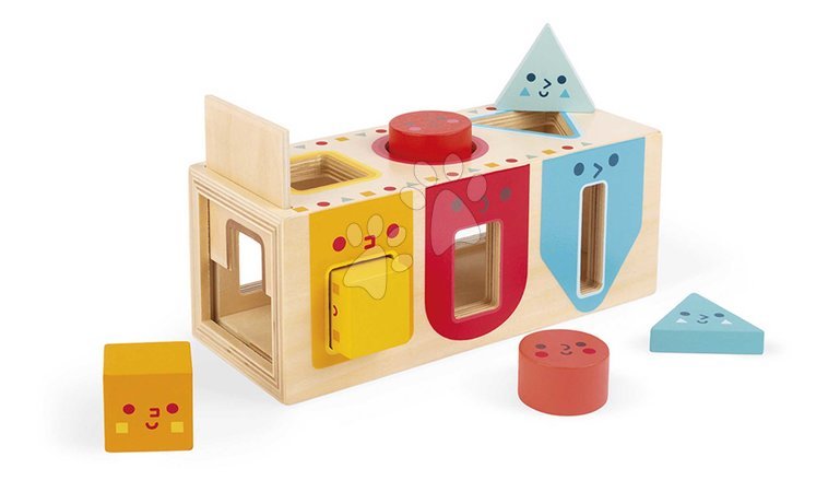 Lesene didaktične igrače - Drevená vkladačka Montessori Tvary Geometric Shapes Box Janod - 4