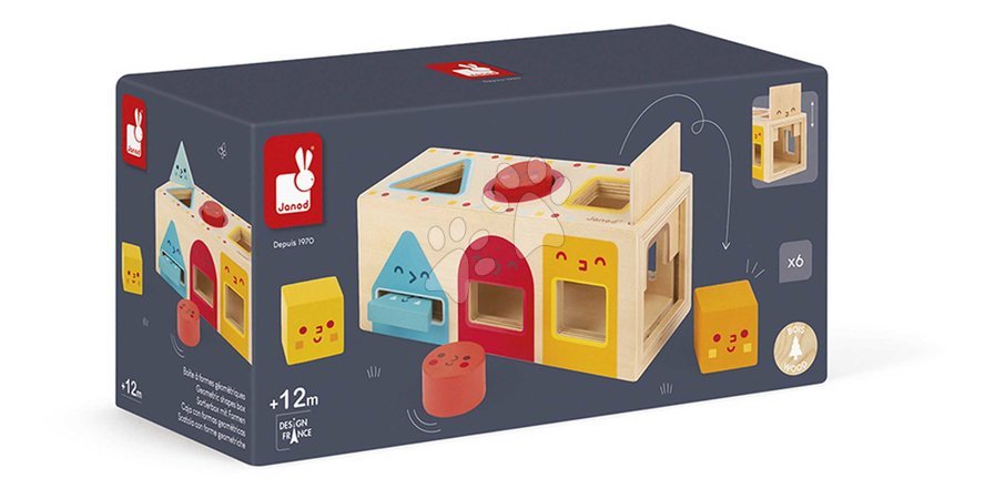 Dřevěné didaktické hračky - Drevená vkladačka Montessori Tvary Geometric Shapes Box Janod - 6