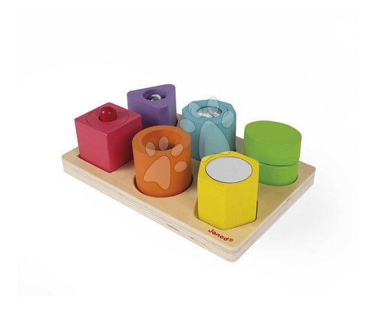 Jucării pentru dezvoltarea abilitătii copiiilor - Joc de inserție Forme și sunete I Wood Shapes & Sounds Janod - 3