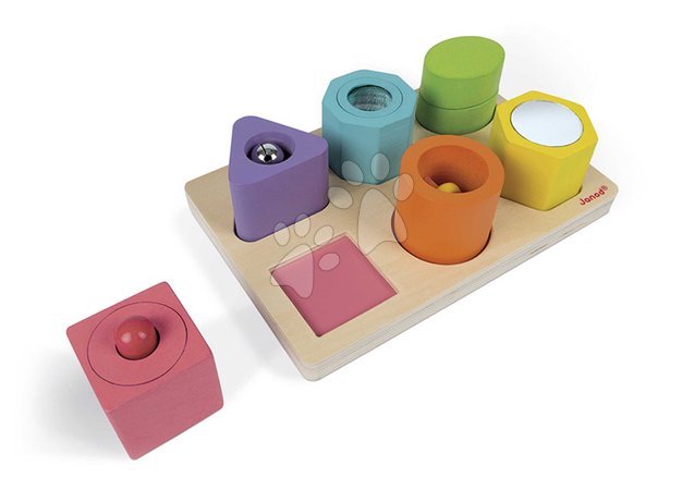 Jucării pentru dezvoltarea abilitătii copiiilor - Joc de inserție Forme și sunete I Wood Shapes & Sounds Janod - 4