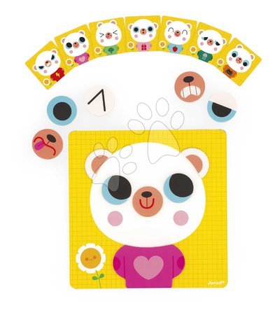 Wooden magnetic toys - Magnetická hra Emócie a pocity Medveď The Emotions Bear Janod - 5