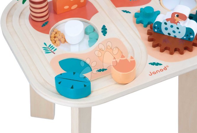 Drewniane zabawki edukacyjne - Drevený didaktický stolík Dinosaurus Dino Activity Table Janod - 6