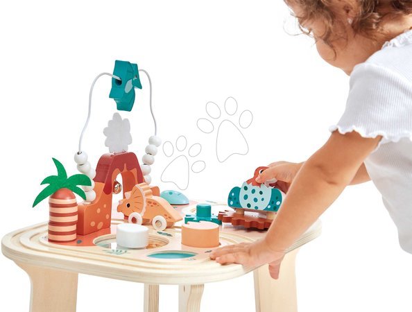 Drewniane zabawki edukacyjne - Drevený didaktický stolík Dinosaurus Dino Activity Table Janod - 11