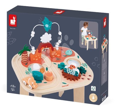 Drewniane zabawki edukacyjne - Drevený didaktický stolík Dinosaurus Dino Activity Table Janod - 16