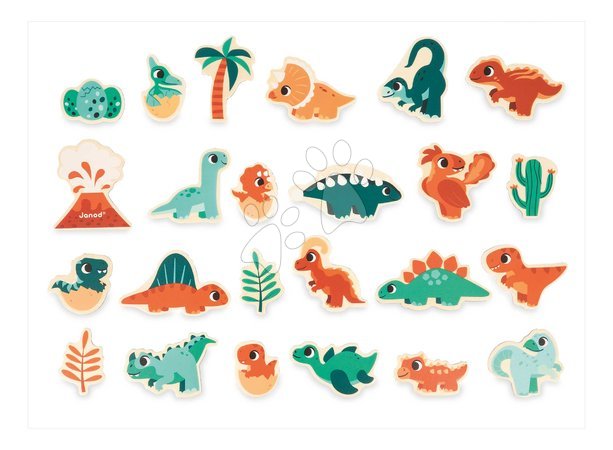 Magneti per bambini - Drevené magnetky Dinosaury Dino Magnets Janod - 2