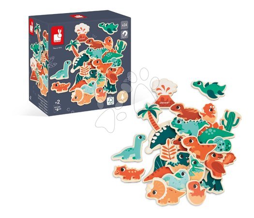 Magneti per bambini - Drevené magnetky Dinosaury Dino Magnets Janod - 4