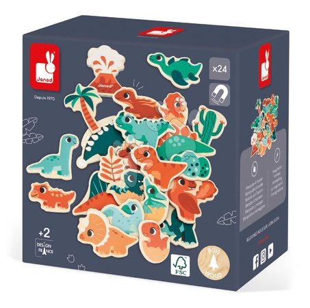 Magneti per bambini - Drevené magnetky Dinosaury Dino Magnets Janod - 5