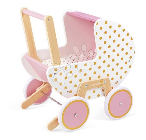 Poussettes en bois pour poupées - Drevený kočík pre bábiku Candy Chic Doll's Pram Janod - 1